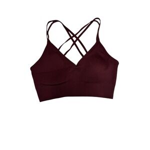 Artie Sz S Seamless Ribbed Strappy Padded Bralette Royal Berry